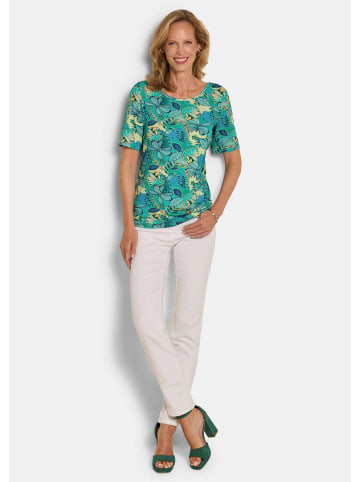 GOLDNER Jerseyshirt Cityshirt mit floralem Print in salbei / blau / gemustert