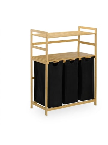 Wäschekorbregal in Natur/ Schwarz - (B)80 x (H)105 x (T)40 cm