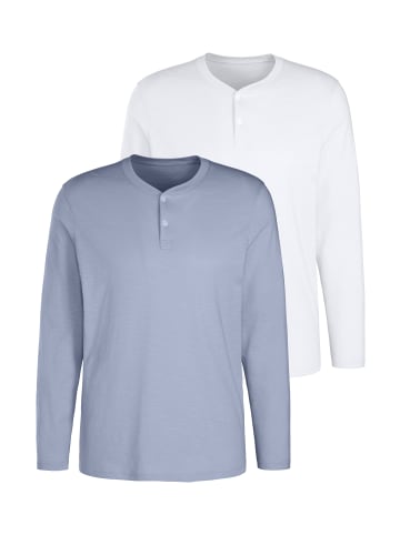 H.I.S Langarmshirt in hellblau / weiß