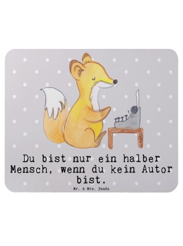 Mr. & Mrs. Panda Mauspad Autor Herz mit Spruch in Grau Pastell