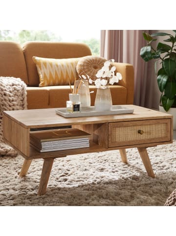 KADIMA DESIGN Couchtisch | Mango/Rattan, 90x40x45cm, Schublade