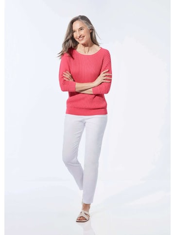 GOLDNER Baumwollmix mit Fledermausärmeln und Rippstruktur in koralle