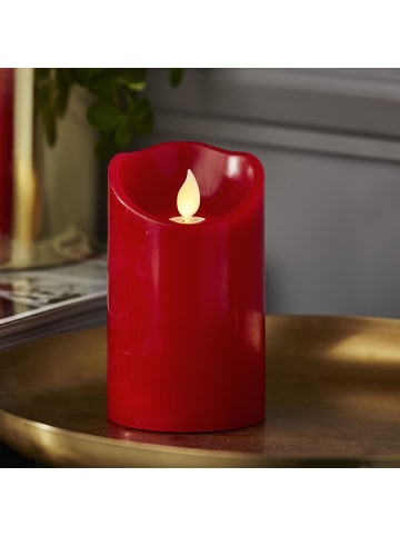 STAR Trading LED Stumpenkerze ,M-Twinkle' aus Echtwachs, Batterie und Timer, rot, 1