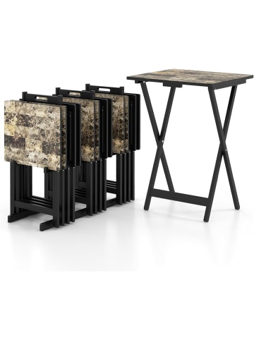 COSTWAY 4er Set Gartentisch klappbar in Schwarz