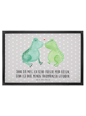 Mr. & Mrs. Panda Fußmatte Frosch Liebe mit Spruch in Grau Pastell