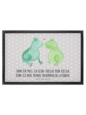 Mr. & Mrs. Panda Schmutzfangteppich Frosch Liebe mit Spruch in Grau Pastell