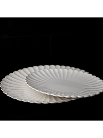 Almina Bloomy Servierplatten aus hochwertigem Porzellan - 2er-Set in Creme