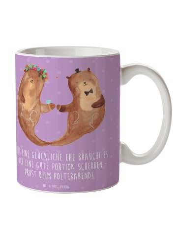 Mr. & Mrs. Panda Bedruckte Tasse Scherben Polterabend mit Spruch in Lavendeltraum