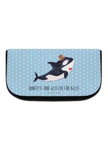 Mr. & Mrs. Panda Toiletry Bag Orca Zylinder mit Spruch in Blau Pastell