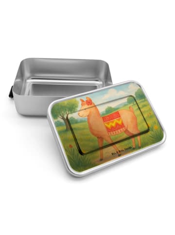 Mr. & Mrs. Panda Brotbox Alpaka Stolz Design ohne Spruch in Weiß