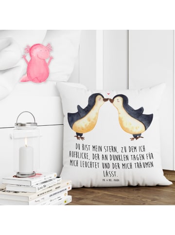 Mr. & Mrs. Panda Sitzkissen Pinguin Liebe mit Spruch in Weiß