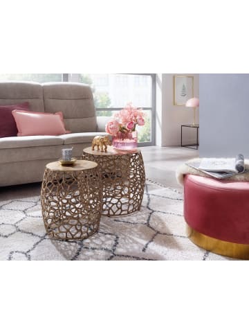 KADIMA DESIGN Beistelltisch 2er Set Aluminium Design Satztisch Metall Rund