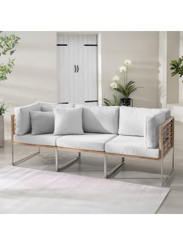 home24 Loungesofa TEAKLINE 3-teilig Kombi A in Hellgrau
