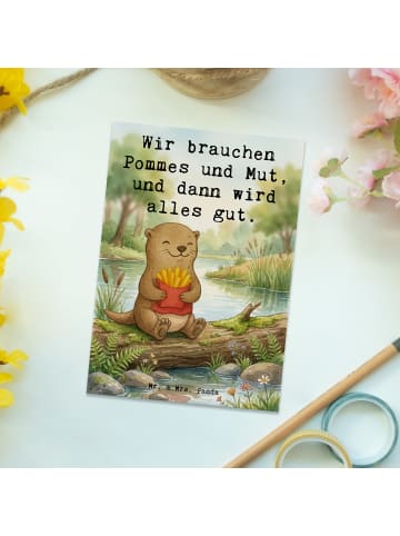 Mr. & Mrs. Panda Postkarte Otter Pommes Design mit Spruch in Weiß