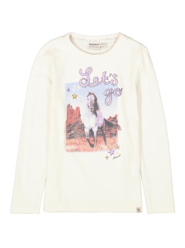 Garcia Longsleeve mit Pferdeprint in warm white