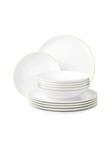 Seltmann Weiden 12er Set Tafelservice Liberty Goldrand weiß-gold in weiß-gold
