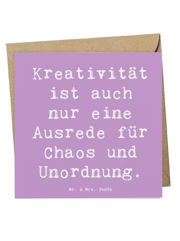 Mr. & Mrs. Panda Grußkarte Spruch Kreativität und Chaos mit Spruch in Lavendeltraum
