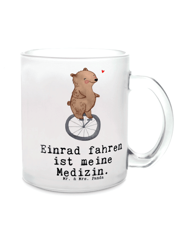 Mr. & Mrs. Panda Häferl Bär Einrad fahren mit Spruch in Transparent