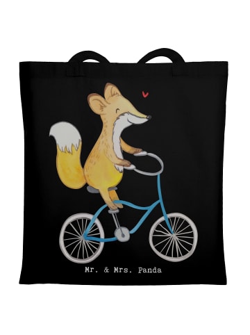 Mr. & Mrs. Panda Tote Bag Fuchs Fahrrad fahren ohne Spruch in Schwarz