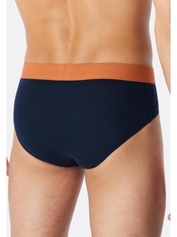 Schiesser Rio Slip / Unterhose 95/5 Cotton in Dunkelblau / orange / beige