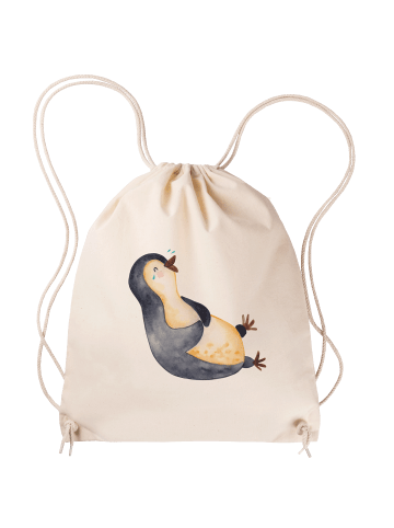 Mr. & Mrs. Panda Gymtasche Pinguin Lachen ohne Spruch in Creme