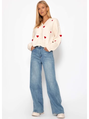 SASSYCLASSY Cardigan mit Herzen in Offwhite