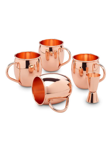 Echtwerk 5 tlg. Set Moscow Mule Kupferbecher inkl. Messbecher 500 ml in Kupfer