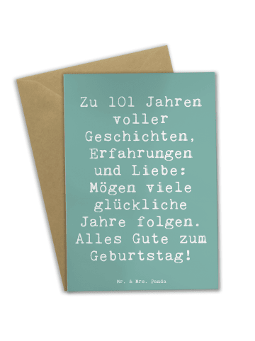 Mr. & Mrs. Panda Grußkarte Spruch 101. Geburtstag mit Spruch in Meeresbrise