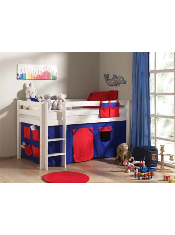 58 aufm Kessel KINDERBETT Karolina 210x114x106 Massivholz Weiß Textilset Domino