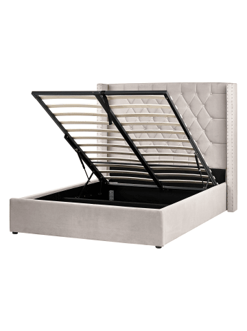 Beliani Doppelbett LUBBON in Beige/Schwarz - (W) 170 x (H) 142 x (L) 217 cm