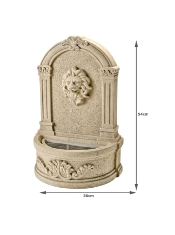 MARELIDA Gartenbrunnen mit Löwenkopf Wand- und Standmontage H: 54cm in natur