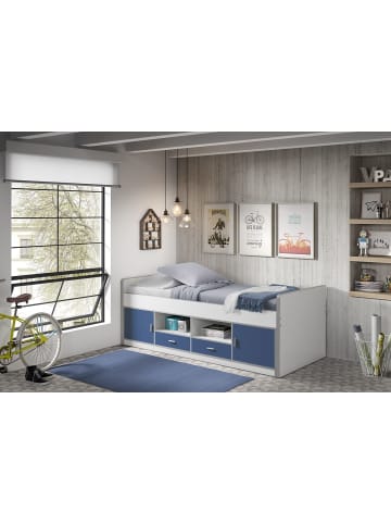 58 aufm Kessel KOJENBETT Kalinda 207x79x98 aus Holzwerkstoff in Weiß/Blau