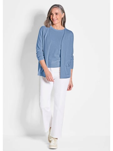 GOLDNER Cardigan in langer offener Form in blau