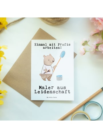 Mr. & Mrs. Panda Grußkarte Maler Leidenschaft mit Spruch in Weiß