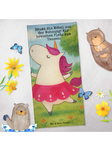 Mr. & Mrs. Panda Badehandtuch Einhorn Ballerina Design mit Spruch in Weiß