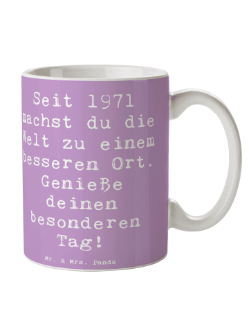 Mr. & Mrs. Panda Kaffeetasse Spruch 1971 Geburtstag mit Spruch in Lavendeltraum