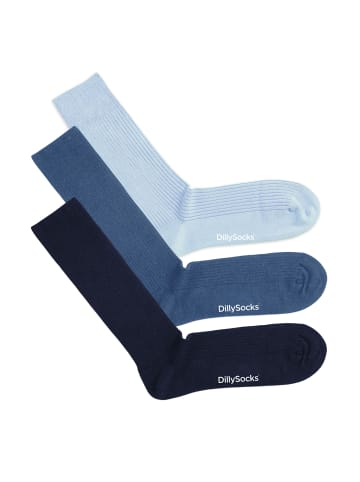 DillySocks Socken 3er Pack Premium Ribbed in Ocean Blue