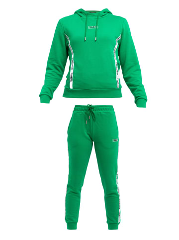 Tom Barron Freizeitanzug Tom Barron Line Pattern Sweatshirt Hoddie And Pant Set in grün
