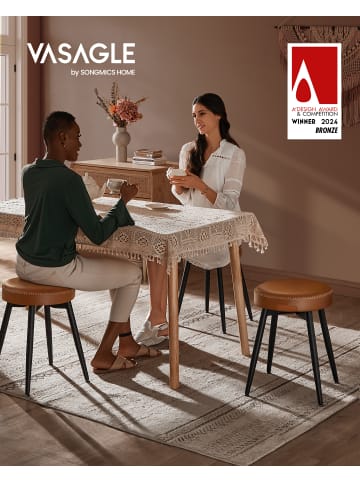 VASAGLE 2er-Set: Sitzhocker Ekho in karamellbraun - (B)48 x (H)48.2 x (T)48 cm