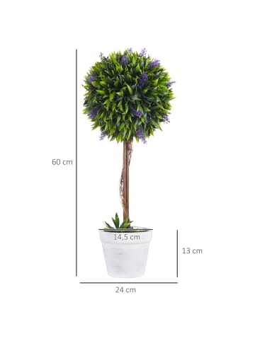 HOMCOM Kunstpflanze-14,5L x 14,5B x 60H cm-Grün