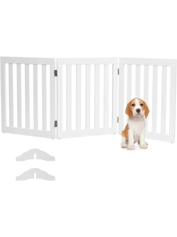 COSTWAY Absperrgitter Hunde 3 Paneelen 60cm in Weiß