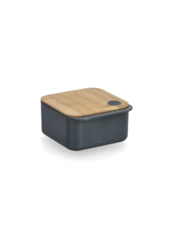 Zeller Aufbewahrungsbehälter mit Bambusdeckel in Anthrazitfarben, 11,9 x 6,4 x 13 cm