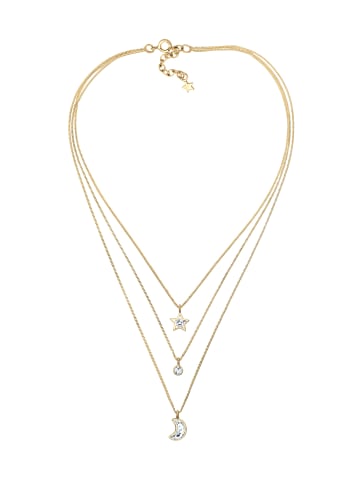 Elli Halskette 925 Sterling Silber Astro, Halbmond, Sterne, Stern in Gold