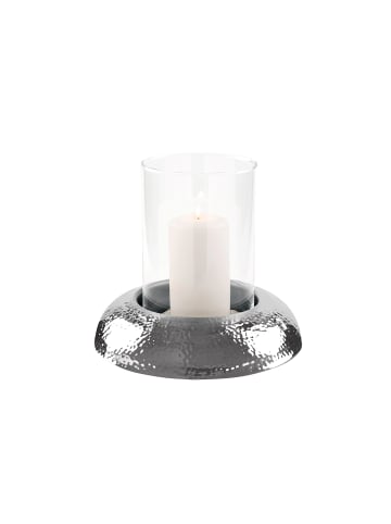 Fink Windlicht "Aldo" mit Glas in Silber - H. 24 cm - D. 27,5 cm