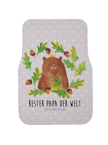 Mr. & Mrs. Panda Fußmatte Auto Bär König mit Spruch in Grau Pastell
