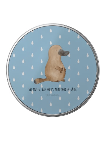 Mr. & Mrs. Panda Teedose Schnabeltier Mut mit Spruch in Blau Pastell