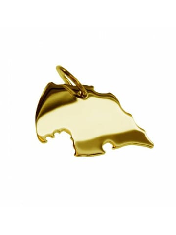 Schmuckador Anhänger der Landkarte Fehmarn in massiv 585 Gelbgold in gold