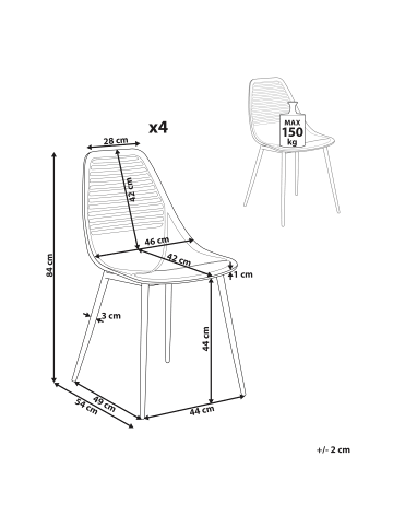 Beliani 4er-Set Esszimmerstuhl MONTELLO in Schwarz/Braun