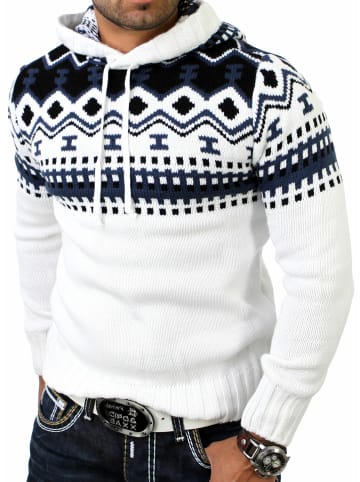 RESLAD Strickpullover Norweger in weiß