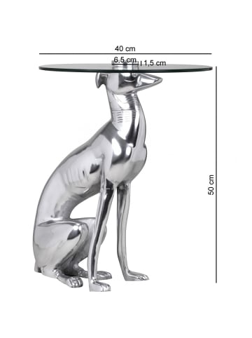 KADIMA DESIGN Windhund Skulptur Deko Beistelltisch, Aluminium/Glas, handgefertigt